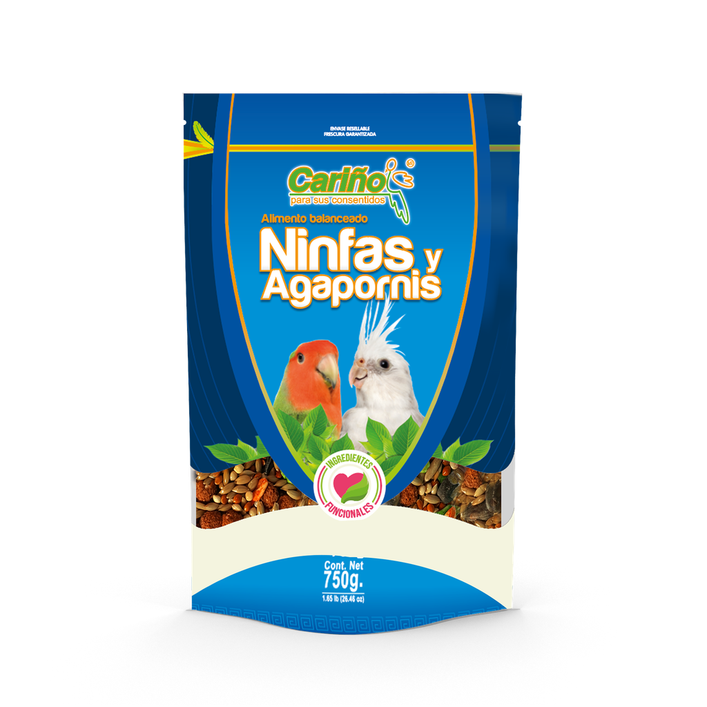 ALIMENTO COMPLETO PARA NINFAS Y AGAPORNIS 750G CARINO NA750R