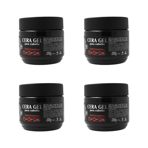 [B09GCND8HR] CERA-GEL PARA EL CABELLO 200GR BARBER STYLE (4PACK) 200G CGBS-200-P4