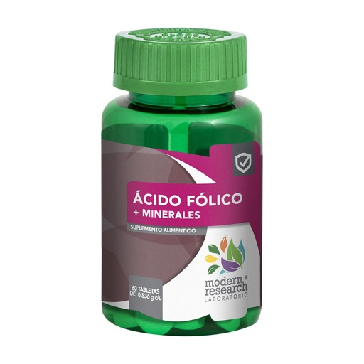[B089SM56XM] ÁCIDO FÓLICO MÁS MINERALES MODERN RESEARCH (60 TABLETAS) AF60
