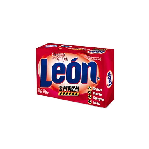 [B089SLWLY1] CAJA JABÓN LEÓN ALTO PODER ROJO 350GR (20PZ) CJA350