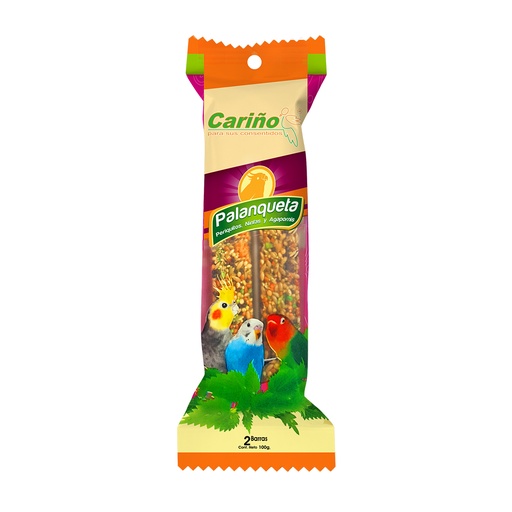 [B07NLKSKHJ] PALANQUETAS PARA PERIQUITOS, NINFAS Y AGAPORNIS (2BARRAS 90G) CARINO PPNA90